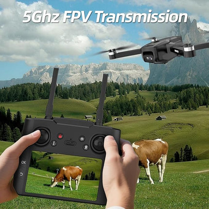 GPS Drone with 1080P Camera, 4.5" FPV Screen, 5GHz Transmission Foldable Drone with Brushless Motor, Auto Return Follow Me & 32G SD Card, Gesture Control, Optical Flow for Adults/Kids/Beginners