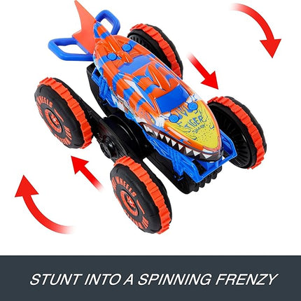 Hot Wheels Monster Trucks Remote Control Toy Vehicle, Large-Scale RC Tiger Shark Climber with 3 Modes of Play for Racing, Climbing & Stunting