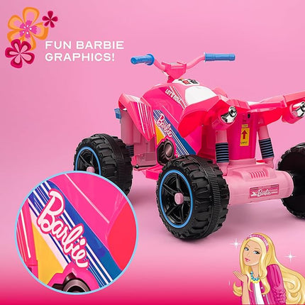 Barbie - 12V ATV Ride On Toy, Fun and Exciting Ride for Kids, Stylish Design for Imaginative Play (Pink)