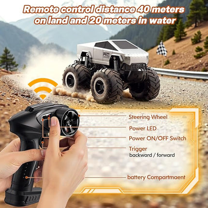 Remote Control Car Off-Road Pick-up Truck, 4WD Amphibious RC Trucks Toy RC Cars for All Terrain, 1:16 Scale Hobby Monster Truck Toys 2.4GHz Vehicles Kids Gifts for Boys/Girls Age 6 7 8 9 10-12+