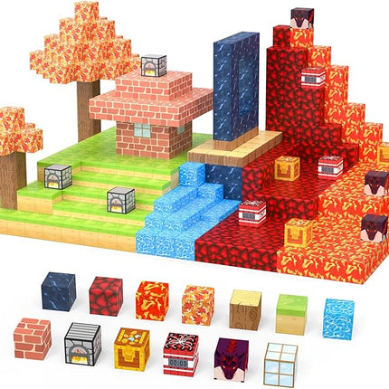 Magnetic Blocks 100Pcs Magnetic Tiles Building Toys Construction Toys STEM Sensory Construction Toys for 3 4 5 6 7 8 Year Old Boys & Girls, Creative Kids Games Kids Toy