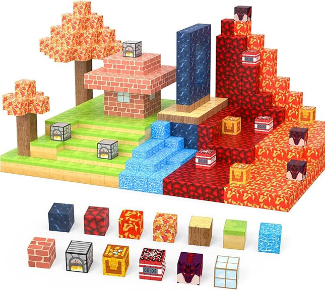 Magnetic Blocks 100Pcs Magnetic Tiles Building Toys Construction Toys STEM Sensory Construction Toys for 3 4 5 6 7 8 Year Old Boys & Girls, Creative Kids Games Kids Toy