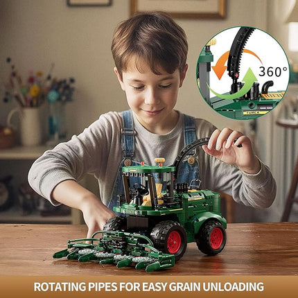 Technic Tractor Building Block Set,Farm Truck & Harvester Building Toys with Moveable Grain Head,Stem Construction Vehicles Model,Birthday Gift for Adults Boys Age 8-12(1162Pcs)