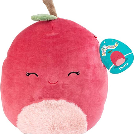 Squishmallow 10" Cherry Plush - Official Jazwares - Soft, Huggable, Collectible Stuffed Animal, Cute Fruit Toy for Kids, Toddlers, and Fans for Birthday, Christmas, or Everyday Cuddles