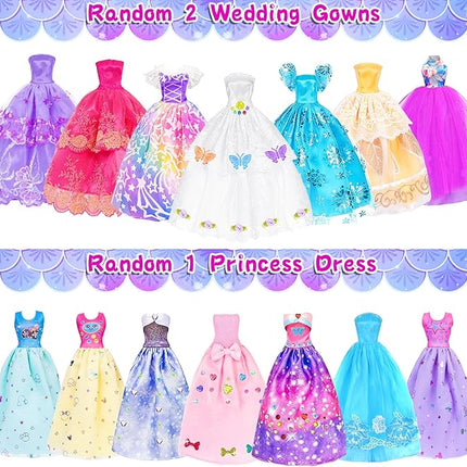 140 Pack 11.5 inch Doll and Closet Set - Fashion DIY Wardrobe Clothes and Accessories Including Doll, Wardrobe, Wedding Dress,Shoes, Necklace, Bags and More
