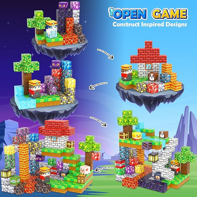 150PCS Magnetic Blocks Building Toys for 3+ Year Old Boys Girls, Kids Sensory Montessori Construction Toys Christmas Birthday Gifts