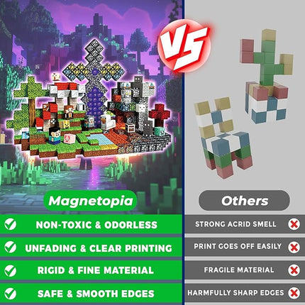 Magnetic Blocks - 500 PCS Magnetic Building Blocks Cubes, Magnet Toys for Kids Age 3+, Toy Building Set for Kids, Magnets Stacking Construction Birthday Gifts for Boys Girls Age 4-8, 8-12