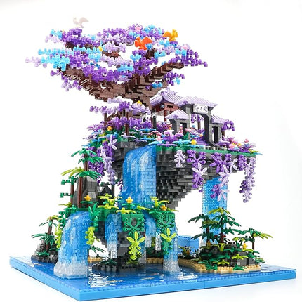 The Moon Palace Chinese Architecture Micro Building Blocks Set with LED Lights, 4574PCS Cherry Blossom Tree Model Kit, Collectible Cultural Gift for Adults & Teens