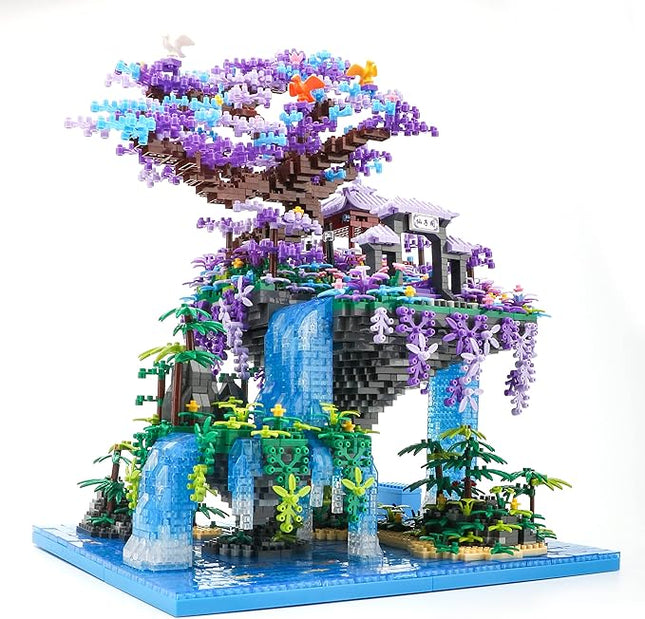 The Moon Palace Chinese Architecture Micro Building Blocks Set with LED Lights, 4574PCS Cherry Blossom Tree Model Kit, Collectible Cultural Gift for Adults & Teens