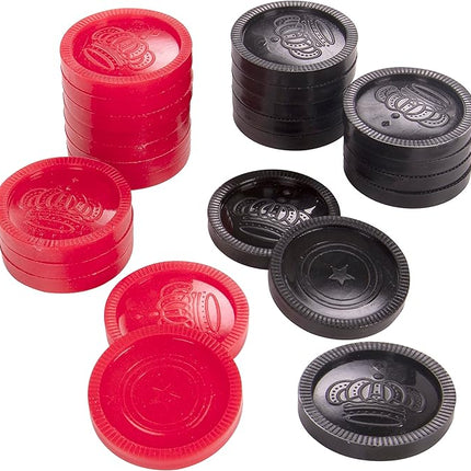 Kangaroo - Multiplayers Strategy Checker Board Game for Kids & Adults - Portable Educational Travel Cardboard Checkers - Includes Large Board w/ 24 Checkers (12 Red and 12- Black) 15x15 Inches