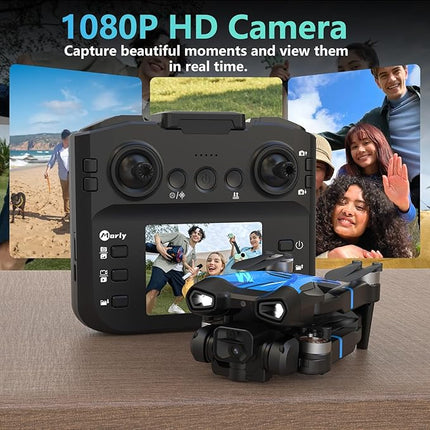 M18LCD FPV Drone with 1080P Camera Brushless Motor Optical Flow Positioning Headless Mode One Key Takeoff/Landing RC Quadcopter for Adults