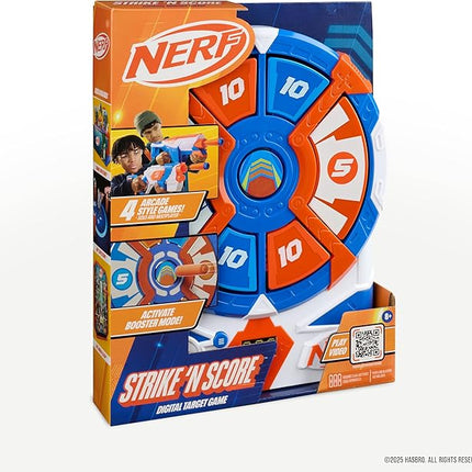 NERF Strike 'N Score Digital Target Game – Arcade-Style Foam Dart Blaster Game with Reactive Targets, Score Display & 4 Game Modes