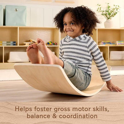 Fisher-Price Wood Montessori Toy Rockin' Balance Board, American Montessori Society Seal of Excellence, 31.7-Inch Wooden Motor Skills Learning Activity for Kids Ages 3+ Years(Amazon Exclusive)