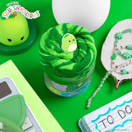 Original Squishmallows Ashley The Apple Premium Cloud Slime, Green Apple Scent, 8 oz. Jar Storage Container with Figurine Topper, Rubber Charm, Goodie Bags Stuffers, Kids Party Favors, Sensory Toys