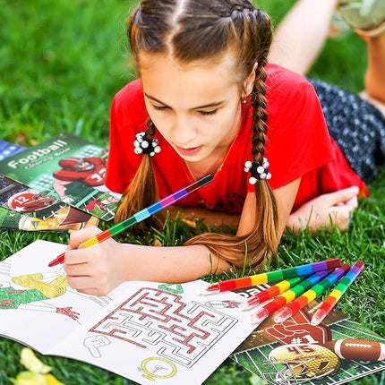 BenLouis 24 Pcs Football Mini Coloring Books Kids Football Theme Party Favors Small Activity Books Bulk for Kids Super Football Bowl Birthday Goodie Bags Stuffers Return Gifts Classroom Travel