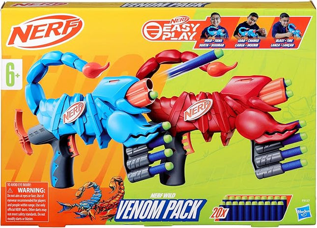 Wild Venompack, Includes 2 Easy Play Nerf Blasters, Scorpion Designs, 20 Nerf Elite Darts, Snake Toys, Ages 6+ (Amazon Exclusive)