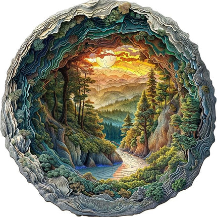 Wooden Puzzles for Adults, Wooden Jigsaw Puzzles for Adults Kids, 3D Cave Forest Unique Shaped Wood Puzzles Adult, Creative Birthday Gifts for Friends Family Game (13.4 * 13.3in 300pcs)