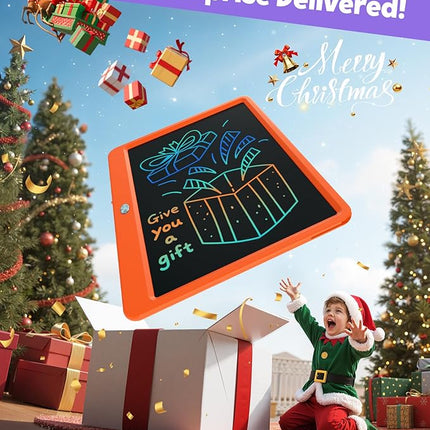 TEKFUN LCD Writing Tablet Doodle Board, 12inch Colorful Drawing Tablet Writing Pad, Kids Travel Essentials, Toddler Toys 5 6 7 8 Year Old Girls Boys (Orange)