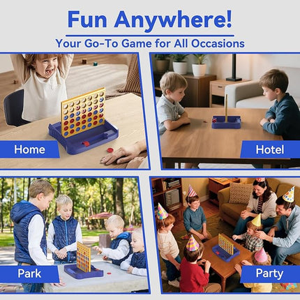 4 in a Row Game Large, Board Game for Kids, Four in a Line, Line Up 4, Classic Family Fun Games for 3 4 5 6 7 8 9+ Year Old Children Boys Girls Adults Yellow (6 Spare Discs Included)