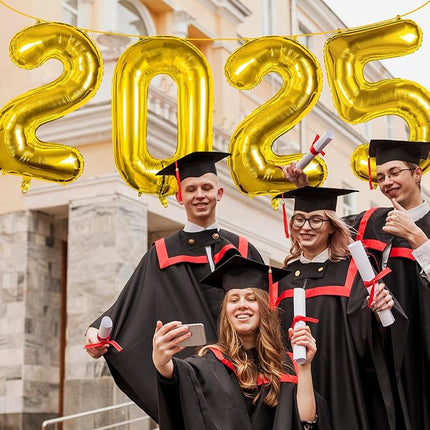 Smlpuame 40 Inch Number 2 Balloons Gold, 4pcs Huge Foil Balloon Numbers 2 0 2 5 for 2nd 5th 20th 25th 50th Birthday Anniversary Graduation Class of 2025 Party Decorations Supplies