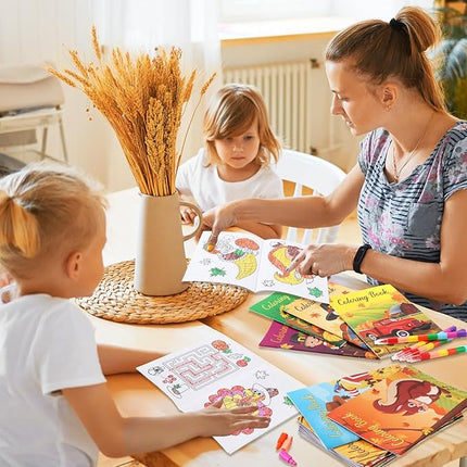 BenLouis 24 Pcs Fall Mini Coloring Books Kids Autumn Harvest Party Favors Small Activity Books Bulk for Kids Thanksgiving Birthday Goodie Bags Stuffers Return Gifts Classroom Travel