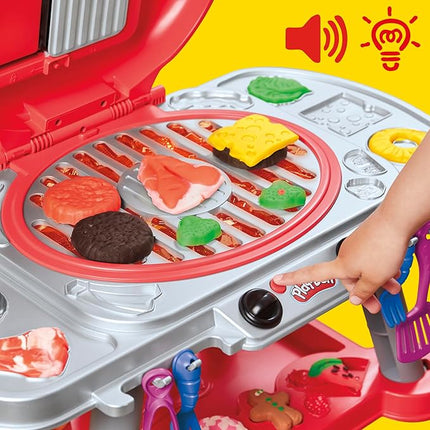 Play-Doh Sizzlin' Grill Playset with Lights & Sounds, 17 Accessories, BBQ Toys for Boys & Girls 3+, Play Food Arts & Crafts, Red