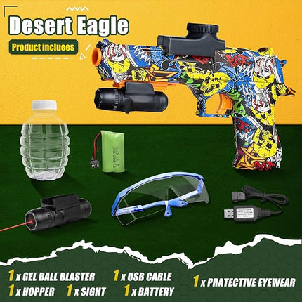 Anstoy Electric Gel Gun Blaster, Automatic Gel Ball Blaster with Goggles, Orby Toy with Sight for Outdoor Backyard Team Games, Rechargeable Splat Toy, for Ages 14+ - Angry
