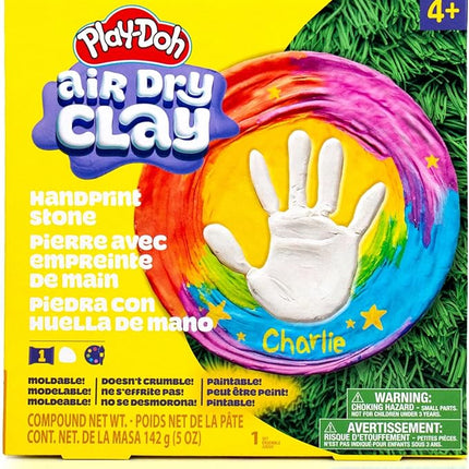 Play-Doh Air Dry Handprint Stone, Includes Reusable Mold, 5 Acrylic Paints, & 5 oz. of Paintable White Clay, Kids Craft Kit, Crafts for Kids Ages 4-8, Art Supplies for Craftrooms and Classrooms