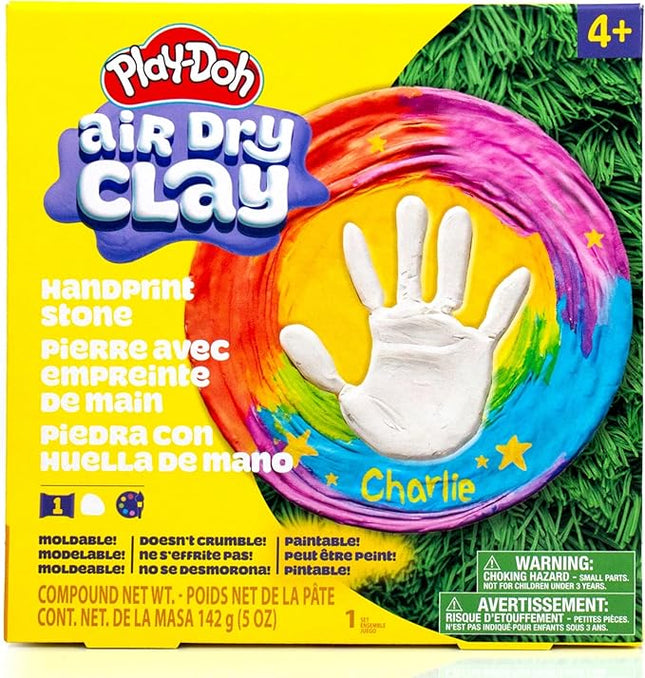 Play-Doh Air Dry Handprint Stone, Includes Reusable Mold, 5 Acrylic Paints, & 5 oz. of Paintable White Clay, Kids Craft Kit, Crafts for Kids Ages 4-8, Art Supplies for Craftrooms and Classrooms