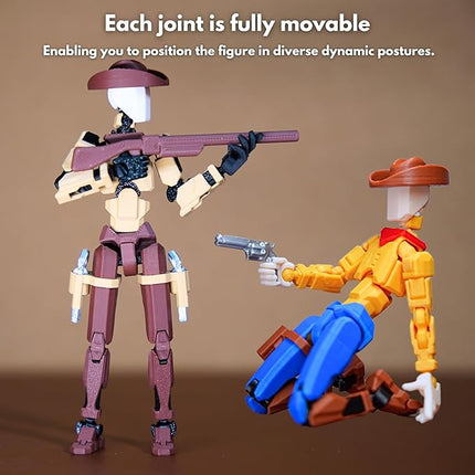 Cowboy t13 Action Figure｜2-Pack 5.4 inches｜Assembly Completed｜ 3D Printed Dummy 13 Action Figure for Collectors｜Lucky 13 Gift for Childrens