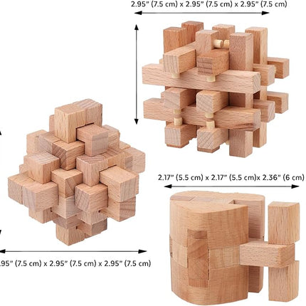 Sharp Brain Zone Wooden Brain Teaser Puzzles for Adults & Kids (Heart Cube Puzzle)