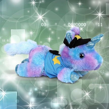 DolliBu Friday Blue Unicorn Police Officer Plush Toy - Soft Unicorn Cop Stuffed Animal Dress Up with Cute Cop Uniform and Cap Outfit - Gift with Personalization - 10.5 Inches