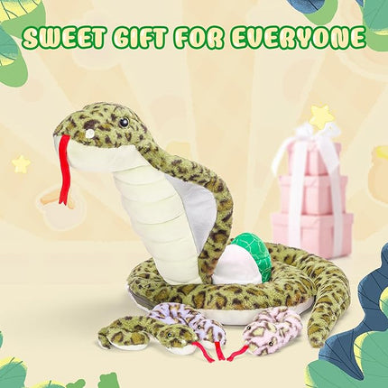 IKASA Mommy Snake Stuffed Animal Plush Toy, 86.5" Cute and Soft Mom Family Set with Mini Baby, Christmas and Birthday Gifts for Children