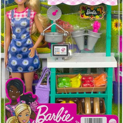 Barbie Careers Playset, Farmers Market Set with Blonde Fashion Doll, Furniture & Accessories