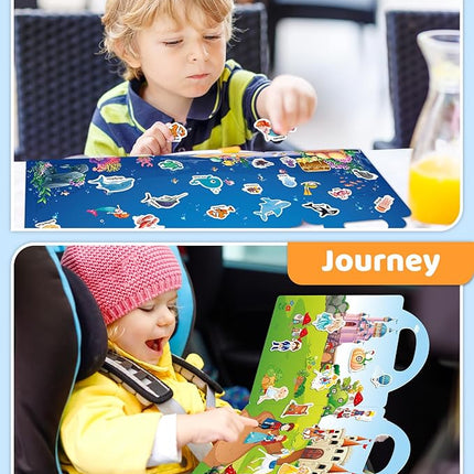 Benresive Reusable Sticker Books for Kids 2-4, Sticker Books for Toddlers 1-3 2-4, Toddler Travel Toys Activities Crafts Gifts - Ocean, Fairy and Dinosaur