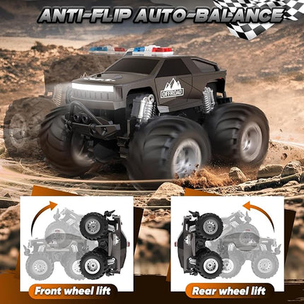 Remote Control Car for Boys 4-7, All Terrain Upright Walking Remote Control Truck, 1:24 Off-Road Pick-up RC Cars with 360°Spins, Light, Rechargeable RC Truck for Boys 8-12 Christmas Birthday Gift