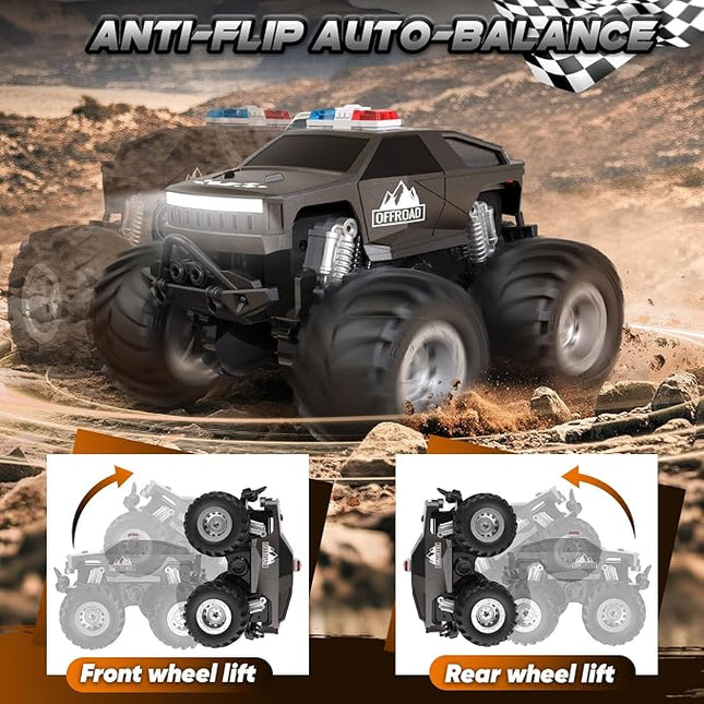 Remote Control Car for Boys 4-7, All Terrain Upright Walking Remote Control Truck, 1:24 Off-Road Pick-up RC Cars with 360°Spins, Light, Rechargeable RC Truck for Boys 8-12 Christmas Birthday Gift