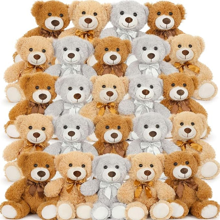 MaoGoLan 30Pcs Bulk Teddy Bears Stuffed Animals Baby Shower, Soft Small Stuffed Teddy Bears in Bulk, 13.5" Cuddly Mini Teddy Bears Centerpiece Baby Shower,Wedding,Party,Birthday(Brown/Gray/Tan)