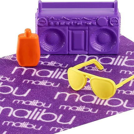 Barbie Loves The Ocean Beach-Themed Playset, with Volleyball Net & Accessories, Made from Recycled Plastics, Gift for 3 to 7 Year Olds