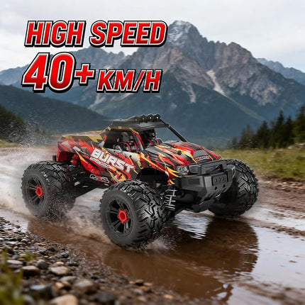 Rc Cars 1:14 All Terrain RC Car for Adults & Boys 4WD Off-Road Remote Control Truck 40+ KM/H High Speed 4X4 Waterproof Remote Control Car with 2 Rechargeable 1500 mAh Batteries 8-12(Red)