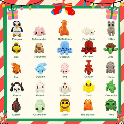 25 pcs Animal Figurines, 3D Printed Animal Figurines Set, Articulated, Party Favors, Pocket Fidget Toys Bulk, Goodie Bag Stuffers, Gifts for Boys Girls Toddlers, Office Desk Pets, Classroom rewards