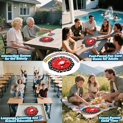 Word Game Family Board Games for Kids & Adults with 2 Modes,220 Topic Categories 24 Letters Pressing Games,Fun Fast-Paced Learning Game,35 Cards,LCD Display Timer,Christmas & Birthday Gifts,Red