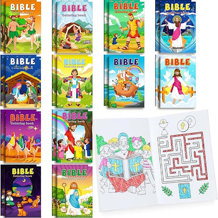 BenLouis 24 Pcs Christian Mini Coloring Books Kids Bible Verse Religious Party Favors Small Activity Books Bulk for Kids Operation Christmas Child Sunday School Goodie Bags Stuffers Gifts Travel