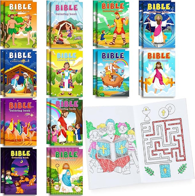 BenLouis 24 Pcs Christian Mini Coloring Books Kids Bible Verse Religious Party Favors Small Activity Books Bulk for Kids Operation Christmas Child Sunday School Goodie Bags Stuffers Gifts Travel