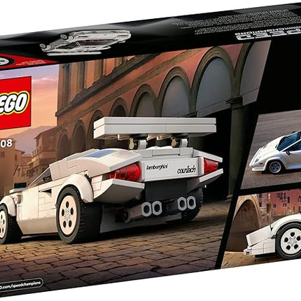 Lego Speed Champions Lamborghini Countach 76908, Race Car Toy Model Replica, Collectible Building Set with Racing Driver Minifigure