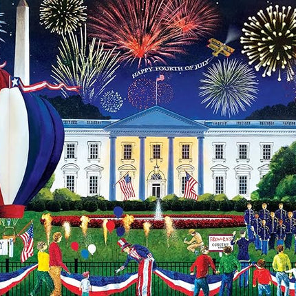 Masterpieces - 500 Piece Jigsaw Puzzle, Large EZ Grip Shapes, White House Fireworks, Fun for Adults, Seniors, Family, Kids, 19.25" x 26.75"