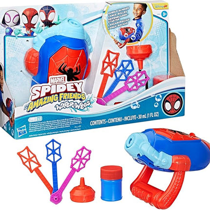 Spidey and his Amazing Friends Marvel Water-Webs Electronic Bubble Slinger, Super Hero Role Play Toys for Kids, Ages 3+