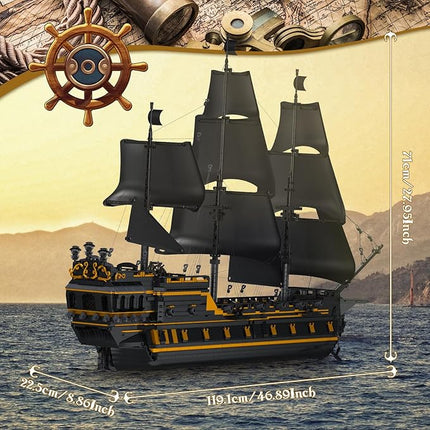 Mould King Large Pirates Ship Model Building Kits, MOC Black Pearl Ship Model Construction Set to Build, Building Block Ship Toys Gift for Age 14+/Adult Collections Enthusiasts (5266+Pieces)