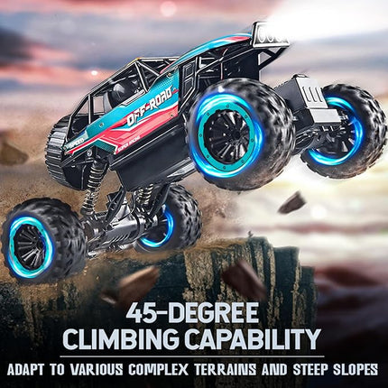 BEZGAR Monster Truck Toys - 1:12 Remote Control Monster Truck with Light, RC Crawler for Adults, Scale RC Truck with 45° Climbing, Remote Control Car for Boys Pink