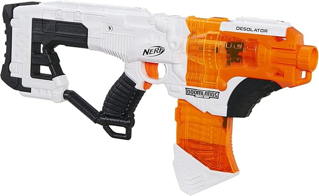 Nerf Desolator Doomlands Toy Blaster with 10-Dart Clip and 10 Official Doomlands Elite Darts for Kids, Teens, and Adults, Multicolor